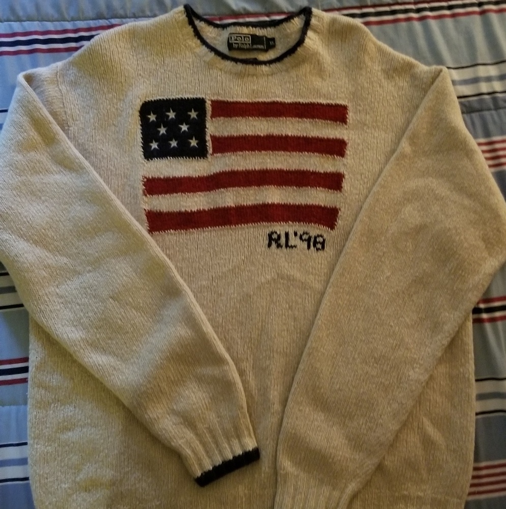 Vintage Polo Ralph Lauren Flag Sweater 1998